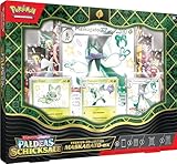Pokémon-Sammelkartenspiel: Karmesin & Purpur – Paldeas Schicksale: Premium-Kollektion Maskagato-ex (3 geprägte holografische Promokarten, 1 überdimensionale Promokarte & 8 Boosterpacks)
