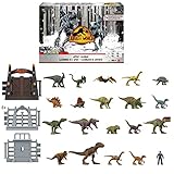 Mattel Jurassic World Adventskalender für Kinder mit Überraschungen für 24 Tage, enthält diverse Dinosaurier Figuren und Kampf Arena, Spielzeug ab 3 Jahre, HHW24