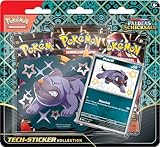 Pokémon-Sammelkartenspiel: Tech-Sticker-Kollektion Karmesin & Purpur – Paldeas Schicksale – Mobtiff (1 holografische Promokarte & 3 Boosterpacks)